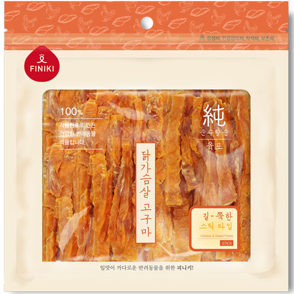 피니키 - 순 육포 닭가슴살 고구마 150g (길쭉한 스틱 타입) 피니키 - 순 육포 닭가슴살 고구마 150g (길쭉한 스틱 타입)